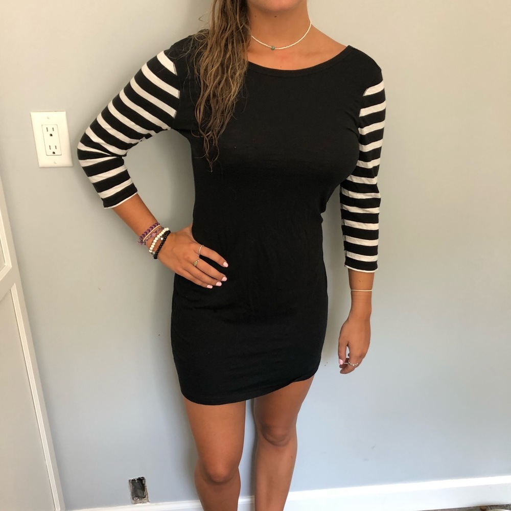 Express Black Dress with Stripped Arms